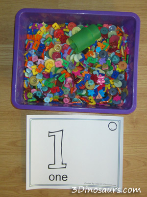 Number Button Sensory Bin