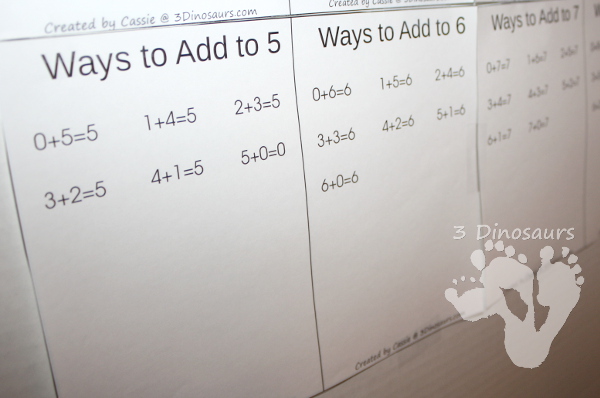 Free Addition Wall Cards: Numbers 1 to 20 - 3Dinosaurs.com