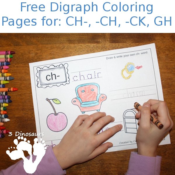 Free Digraph Coloring Pages: CH-, -CH, -CK, GH - 3Dinosaurs.com