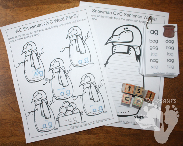 Free Snowman CVC & CVCC Word Family Writing - 3Dinosaurs.com
