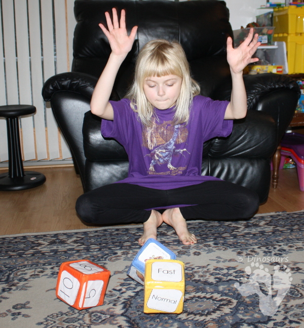 Free Space Themed Gross Motor Dice - 2 sets of dice for kids to get moving and with space themes - 3Dinosaurs.com