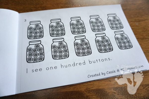 Free 100 Days of School Book Easy Reader Book - 8 page book with ways to count to 100 - 3Dinosaurs.com
