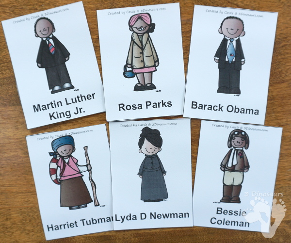 Free Mini Black History Month Pack with over 30 pages of activities for kids preschool to first grade - 3Dinosaurs.com