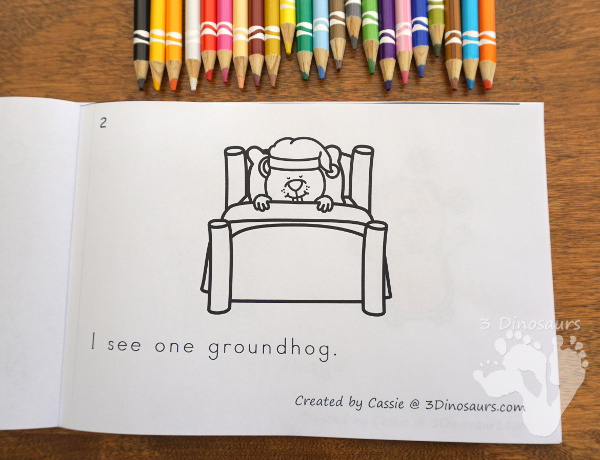 Free Counting Groundhogs Easy Reader Book - work on numbers 1 to 10 with this simple easy reader book - 3Dinosaurs.com