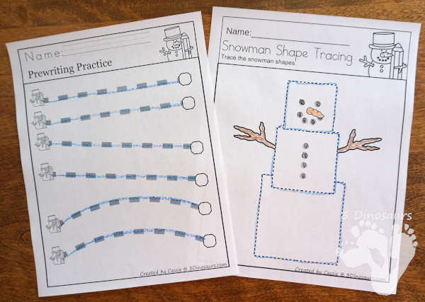 Snowman Themed Pack for PreK and Kindergarten with 150 pages of activities, cards, easy reader books and no-prep printables - 3Dinosaurs.com