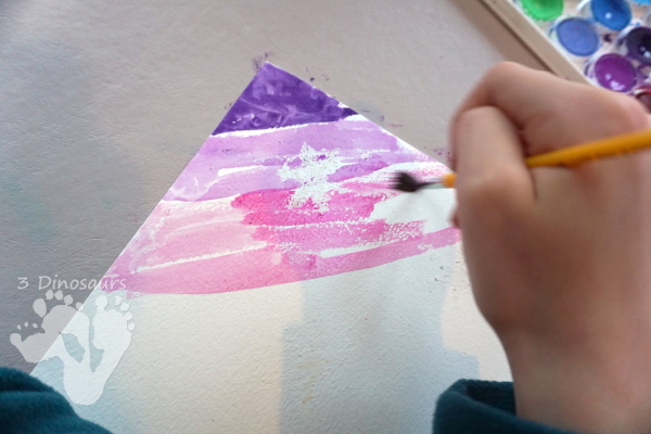 Watercolor & Oil Pastel Snowflakes Painting - easy snowflake painting activity that many different ages can do together - 3Dinosaurs.com