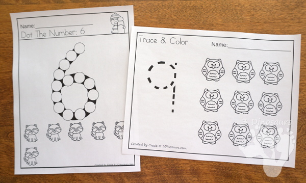 Animals in Winter Packs - Preschool & Tot - with loads of activities that work on abcs, numbers, math counting and more -The pack has a mix of hands-on and no-prep activities - 3Dinosaurs.com