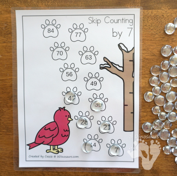 Free Winter Woodland Skip Counting Tracks - Work on skip counting from 1 to 12 with these 12 skip counting sheets - 3Dinosaurs.com