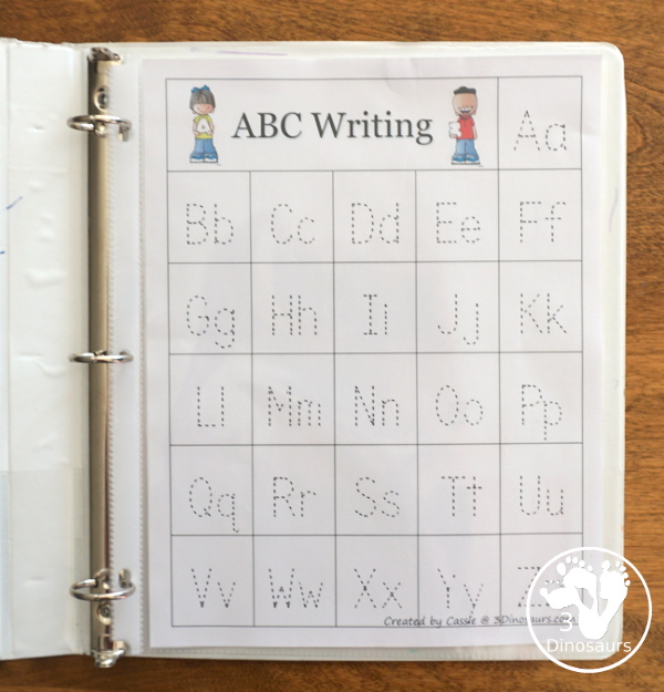 Free ABC Tracing Chart For PreK & Kindergarten - 3 charts with uppercase and lowercase together, uppercase only and lowercase only for kids to see all the letters together and trace them - 3Dinosaurs.com