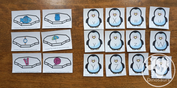 Free Penguin ABC Matching Printable - with iceberg pictures and matching abc penguins for matching all 26 letters of the alphabet - 3Dinosaurs.com