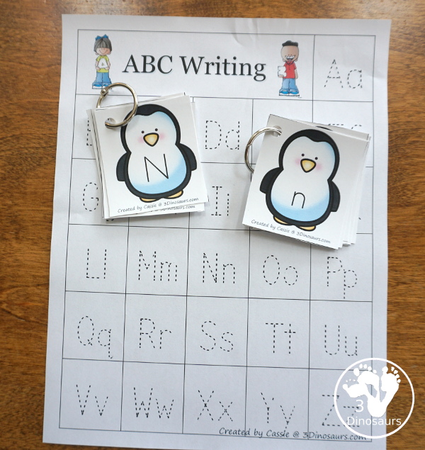 Free Penguin ABC Matching Printable - with iceberg pictures and matching abc penguins for matching all 26 letters of the alphabet - 3Dinosaurs.com