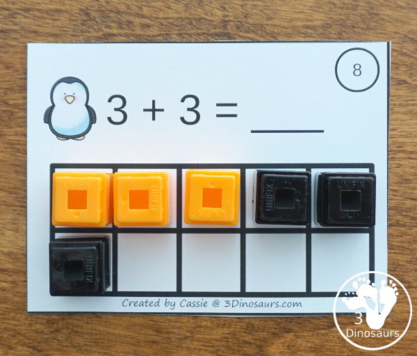 Free Penguin Addition Ten Frame Cards - 2 sets of cards with matching recording sheet. These are great for individual practice or a math center  - 3Dinosaurs.com
