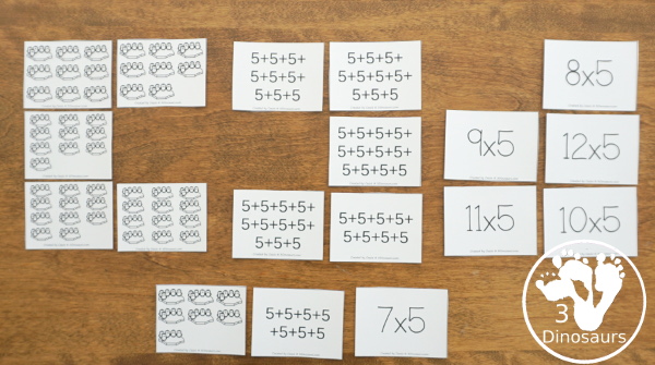 Free Penguin Multiplication by 5s Matching Cards - 1 to 12 multiplication by 5 matching three ways with matching worksheet  - 3Dinosaurs.com