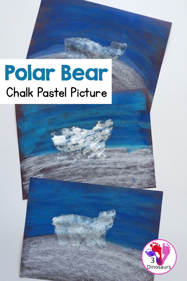 Polar Bear Pastel Chalk - a fun and simple to do a polar bear activity that is great for a winter polar animal theme - 3Dinosaurs.com