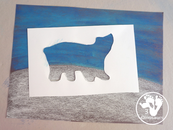 Polar Bear Pastel Chalk - a fun and simple to do a polar bear activity that is great for a winter polar animal theme - 3Dinosaurs.com