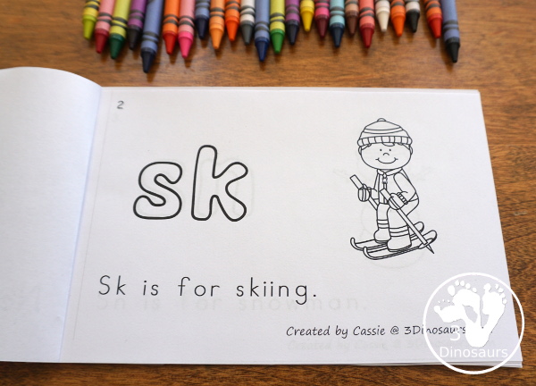 Free Winter Blends Easy Reader Book - a fun 10 page book that is great to use with kids. You can work on 9 different blends with winter words - 3Dinosaurs.com