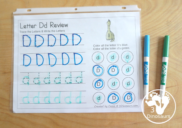 Free ABC Letter Tracing & Dot Letter Find Printable - with tracing and writing of uppercase and lowercase letter with letter find for uppercase and lowercase letters for the whole alphabet - 3Dinosaurs.com