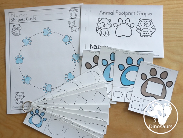 Animals In Winter Activities Pack for Shapes - shape easy reader book, shape tracing strips, shape no-prep pages and shape clip cards - 3Dinosaurs.com