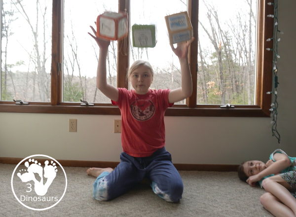 Free Arctic Animals Themed Gross Motor Dice to get kids moving and have fun with easy gross motor animals movements for the arctic animals. This is a fun change-up and great for doing polar bear walks, swimming like a beluga whale, and more - 3Dinosaurs.com