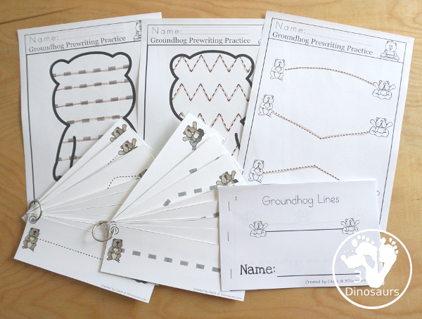 Groundhog Activity Pack for Prewriting - prewriting easy reader book, prewriting tracing strips two lin types, prewriting no-prep pages - 3Dinosaurs.com