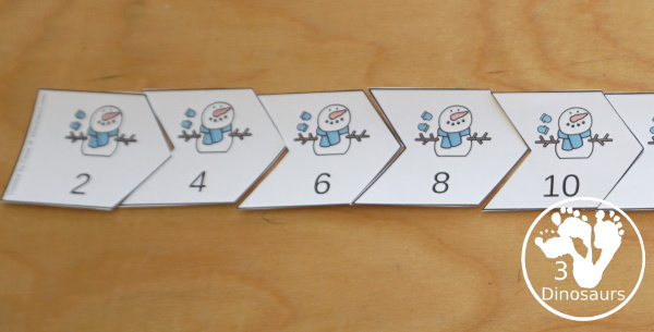 Free Snowman Skip Counting By 2 Puzzles - it has 12 piece puzzle to work on skip counting from 2 to 24  - 3Dinosaurs.com
