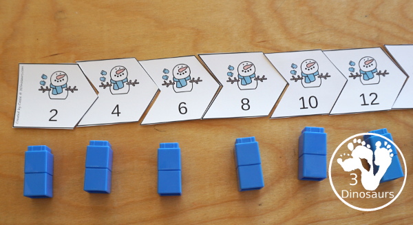 Free Snowman Skip Counting By 2 Puzzles - it has 12 piece puzzle to work on skip counting from 2 to 24  - 3Dinosaurs.com