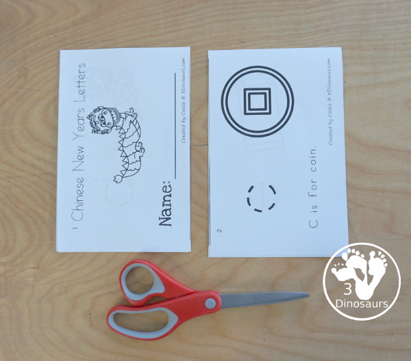Free Chinese New Year Letter Easy Reader Book Printable - with 8 page easy reader book that works on beginning sounds of Chinese New Year words. - 3Dinosaurs.com