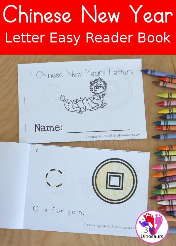 Free Chinese New Year Letter Easy Reader Book Printable - with 8 page easy reader book that works on beginning sounds of Chinese New Year words. - 3Dinosaurs.com