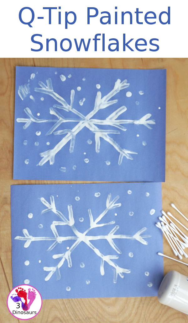 Q-Tip Snowflakes - a fun fine motor craft you can do to make a snowflake that is simple and easy to do with kids - 3Dinosaurs.com