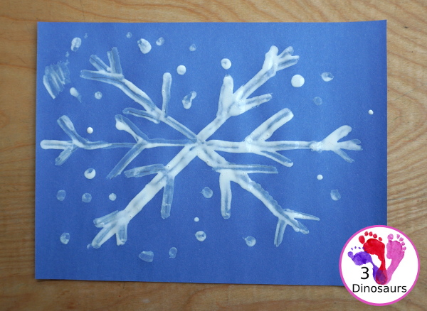 Q-Tip Snowflakes - a fun fine motor craft you can do to make a snowflake and do fine motor work at the same time - 3Dinosaurs.com