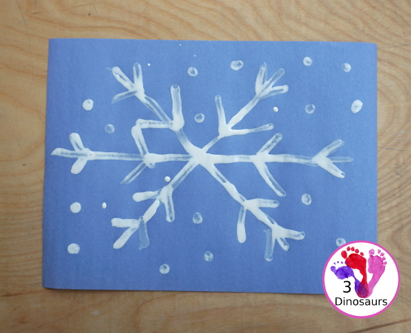 Q-Tip Snowflakes - a fun fine motor craft you can do to make a snowflake and do fine motor work at the same time - 3Dinosaurs.com