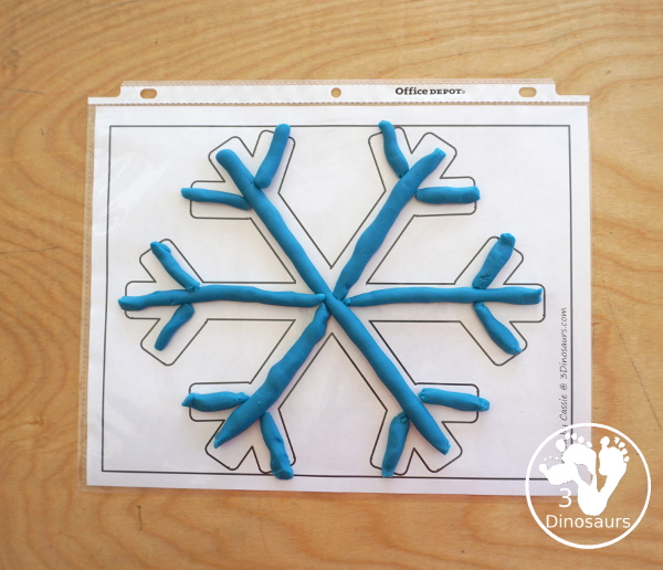 Free Snowflake Fine Motor Printables - with 4 pages of printables with dot marker snowflake, tracing the snowflake and snowflake template - 3Dinosaurs.com