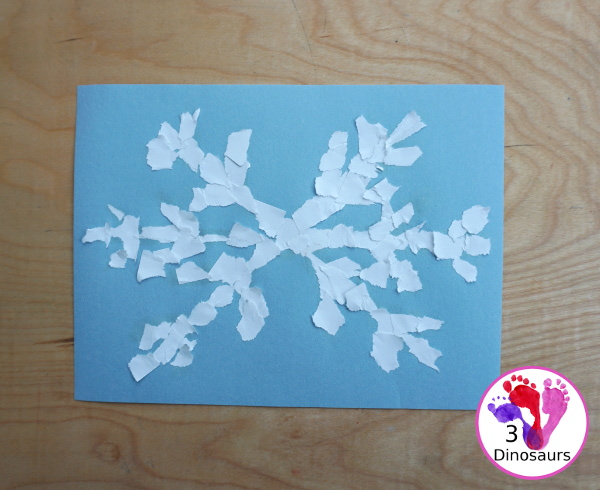 Torn Paper Snowflakes - a fun torn paper winter craft that kids can do and have a blast making - 3Dinosaurs.com