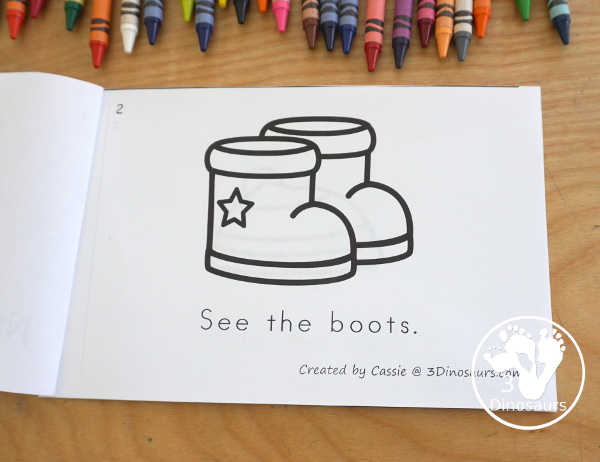 Free Winter Items Easy Reader Book - a fun book with winter items for kids to learn in an eight page book - 3Dinosaurs.com