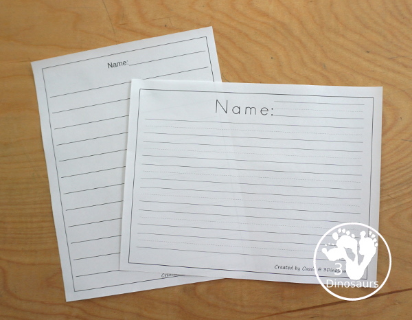 19+ Writing Paper Printables - a fun set of writing papers to print for kids to do writing. You have seasonal and non-seasonal with two different types of lines - 3Dinosaurs.com