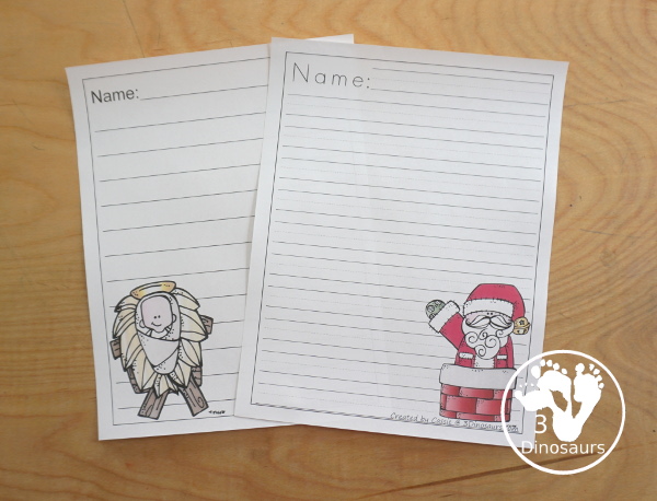 19+ Writing Paper Printables - a fun set of writing papers to print for kids to do writing. You have seasonal and non-seasonal with two different types of lines - 3Dinosaurs.com