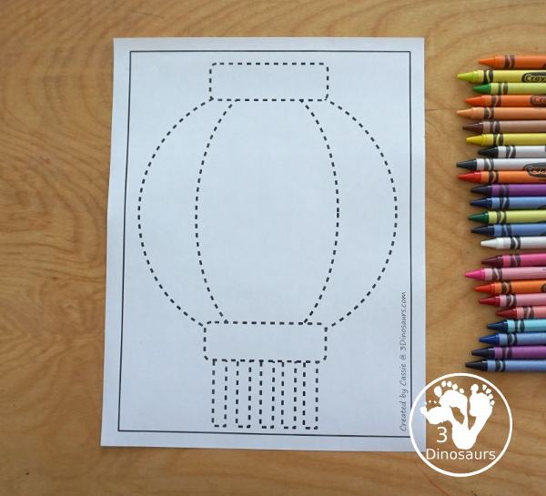 Free Lantern Fine Motor Printables - with lantern templates, lantern tracing mat, lantern dot marker mat all to work on fine motor skills for Lunar New Years and Chinese New Year- 3Dinosaurs.com- 3Dinosaurs.com