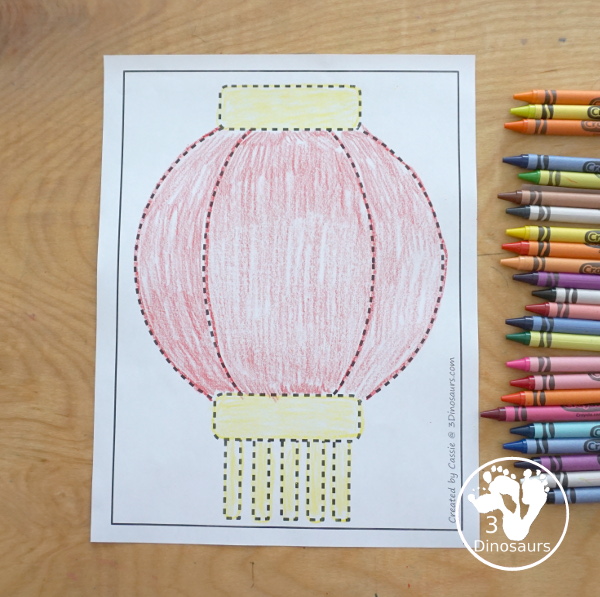 Free Lantern Fine Motor Printables - with lantern templates, lantern tracing mat, lantern dot marker mat all to work on fine motor skills for Lunar New Years and Chinese New Year- 3Dinosaurs.com- 3Dinosaurs.com