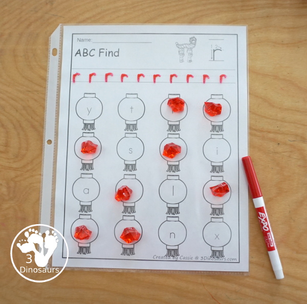 Lunar New Year ABC Letter Find has all 26 letters of the alphabet with uppercase and lowercase options. You trace the letters and then find the letters - 3Dinosaurs.com
