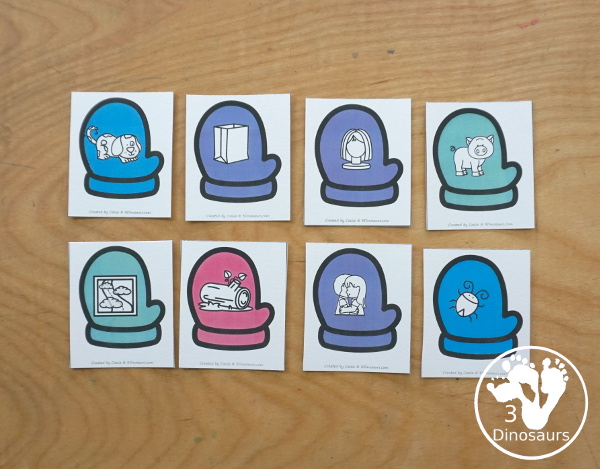 Free Mittens Rhyming Matching CVC Words - You have 12 rhyming matching CVC words for kids to match. With three short a, two short e, two short i, three short o, and two short u - 3Dinosaurs.com