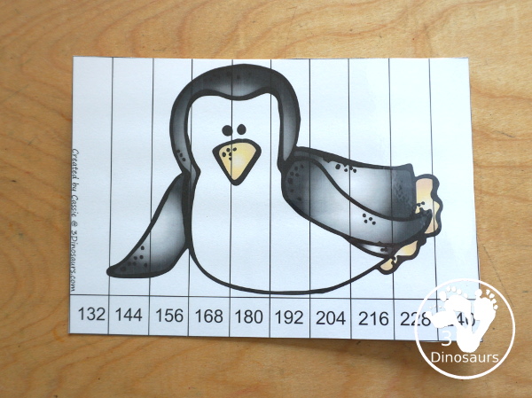 Free Penguin Skip Counting by 12 Puzzles - with two skip counting puzzles from 12 to 120 and 132 to 240. Each puzzle is 10 pieces - 3Dinosaurs.com