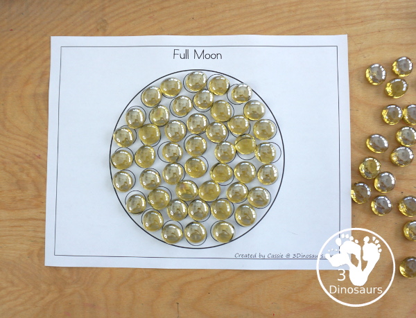 Free Phases of the Moon Fine Motor Mat Printables - with the phases of the moon templates, phases of the moon tracing, and phases of the moon dot marker pages for learning the 8 phases of the moon with kids. - 3Dinosaurs.com