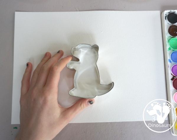 Groundhog Watercolor Painting with A Cookie Cutter - a fun way to see shadows of the groundhog and a fun fine painting activity for kids.- 3Dinosaurs.com