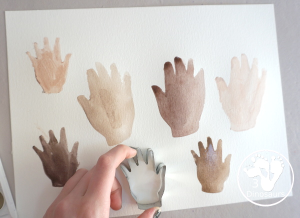 Handprint Watercolor Painting - for a fun Unity and a great way to talk about just being happy with who you are along with equality - 3Dinosaurs.com