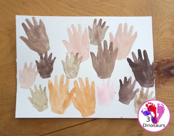 Handprint Watercolor Painting - for a fun Unity and a great way to talk about just being happy with who you are along with equality - 3Dinosaurs.com