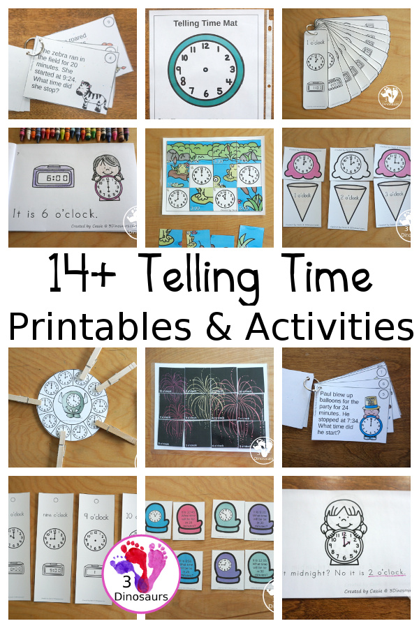Telling Time Activities & Printables on 3Dinosaurs.com