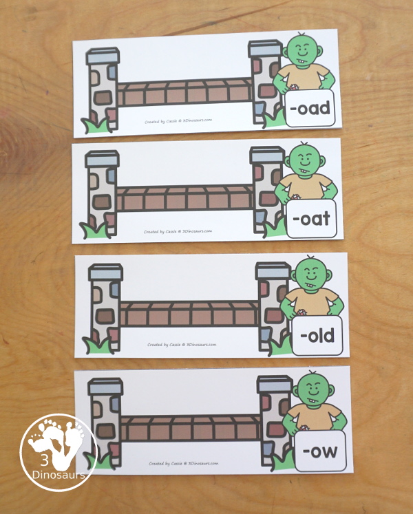 Free Three Billy Goat Long Vowel Sorting: OAD, OAT, OLD, & OW - work on sorting three long vowel words with the same word ending. A great way to see pictures of the words and great story for sorting the three goats - 3Dinosaurs.com