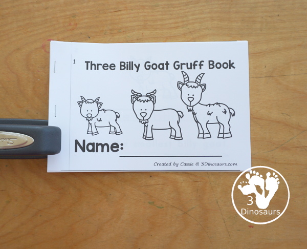 Free Three Billy Goats Easy Reader Book with Tracing has a fun 6 page book with different words from the story for kids to trace the word and then read the sentence for the word. A super simple, easy reader book for kids. - 3Dinosaurs.com