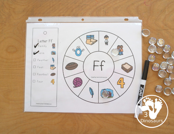 Alphabet Beginning Sound Clip Wheel Printable - all 26 letters of the alphabet with letters in the middle and images around the wheel for kids to clip the words that have that letter sound. There are bookmarks to use as answer keys. - 3Dinosaurs.com
