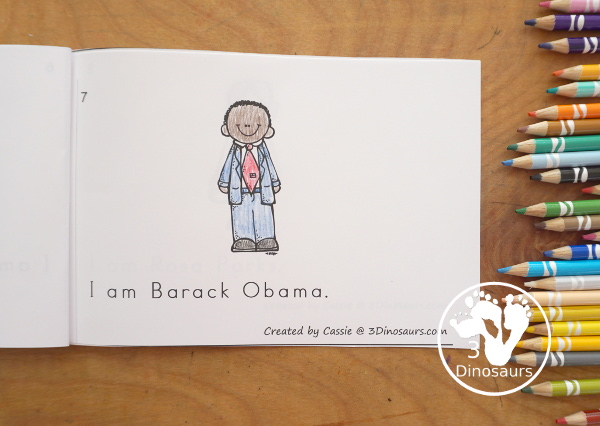 Free Black History People Easy Reader Book- a fun 8 page book with 7 black history figures that kids can learn about. 3Dinosaurs.com